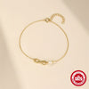 Ladies S925 Sterling Silver Geometric Pattern Glossy Eight Character Chain Pearl Bracelet With Real Gold Electroplating
