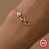 Ladies S925 Sterling Silver Geometric Pattern Glossy Eight Character Chain Pearl Bracelet With Real Gold Electroplating