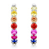 Ladies S925 Sterling Silver Geometric Round Earrings Set With Zircons
