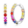 Ladies S925 Sterling Silver Geometric Round Earrings Set With Zircons