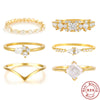Ladies S925 Sterling Silver Geometric Wedding Ring Inlaid With Gold