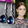 Ladies Sapphire Zircon Earrings Copper Geometric Ear Jewelry