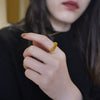 Ladies Simple Strip Flat Square Titanium Steel Geometric Ring 18 Goldplated Jewelry