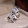 Ladies Square Copper Ring Set With Diamond Zircon And Geometric Design Light Luxury Style