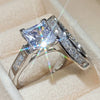 Ladies Square Copper Ring Set With Diamond Zircon And Geometric Design Light Luxury Style