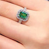 Ladies Square Emerald Engagement Ring Copper Geometric Zircon