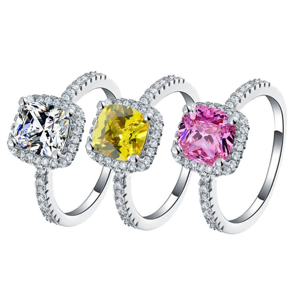 Ladies Square Full Diamond Multi Color Diamond Fashion Creative Luxury Copper Jewelry