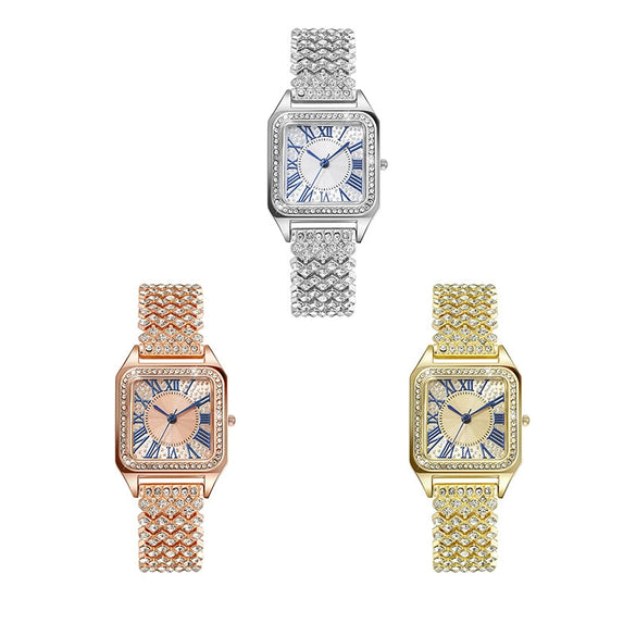 Ladies Square Metal Alloy Copper Quartz Watch Fashionable Wholesale