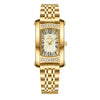 Ladies Square Quartz Watch Alloy Case Mineral Strengthened Glass Mirror Stainless Steel Strap Light Luxury Fashion Exquisite Waterproof