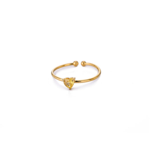 Ladies Stacked Zircon Heart Ring December Series Stainless Steel Geometric Electroplated