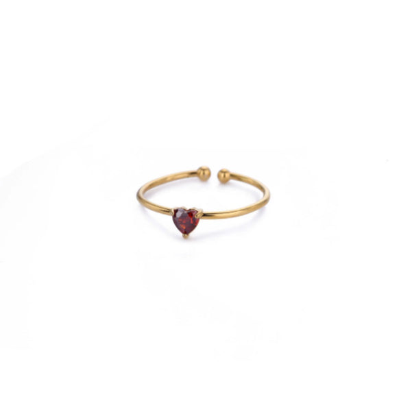 Ladies Stacked Zircon Heart Ring December Series Stainless Steel Geometric Electroplated