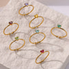 Ladies Stacked Zircon Heart Ring December Series Stainless Steel Geometric Electroplated