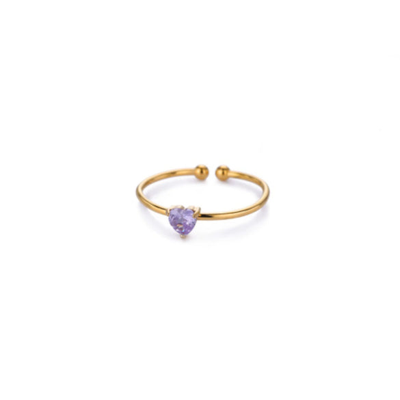 Ladies Stacked Zircon Heart Ring December Series Stainless Steel Geometric Electroplated