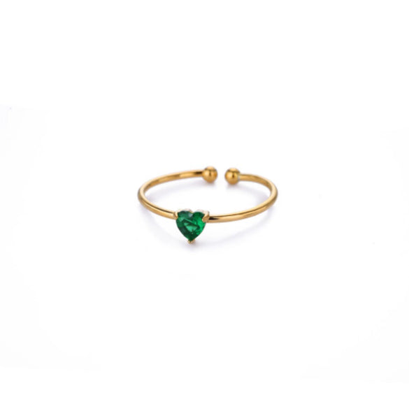 Ladies Stacked Zircon Heart Ring December Series Stainless Steel Geometric Electroplated