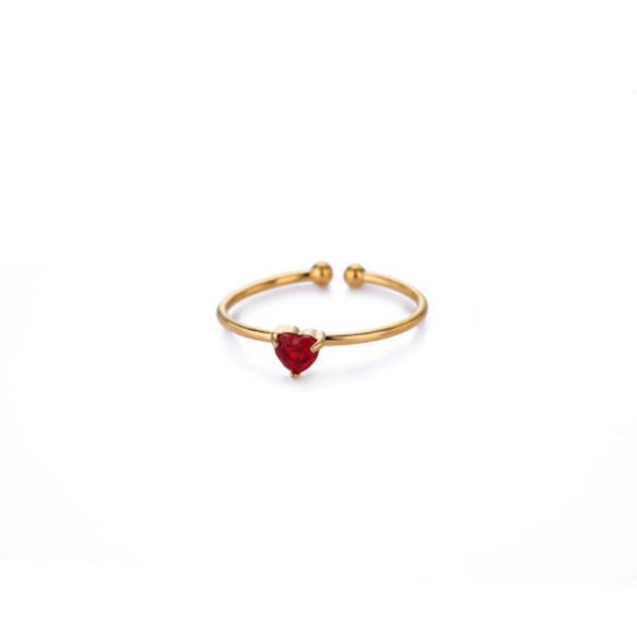 Ladies Stacked Zircon Heart Ring December Series Stainless Steel Geometric Electroplated