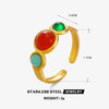 Ladies Stainless Steel And Resin Geometric Round Ring With Electroplating