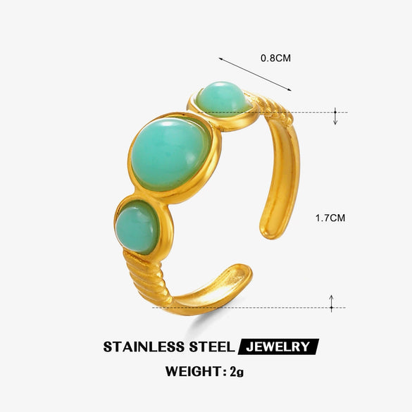 Ladies Stainless Steel And Resin Geometric Round Ring With Electroplating