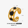 Ladies Stainless Steel And Resin Geometric Round Ring With 18K Gold Plated Electroplating