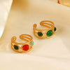 Ladies Stainless Steel And Resin Geometric Round Ring With 18K Gold Plated Electroplating