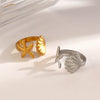 Ladies Stainless Steel And Shell Starfish Design Opening Ring With Electroplating