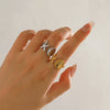 Ladies Stainless Steel And Shell Starfish Design Opening Ring With Electroplating