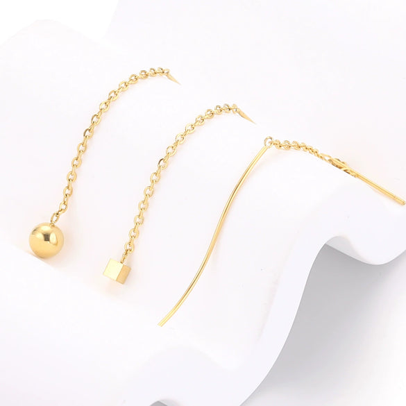 Ladies Stainless Steel And Titanium Steel Earrings With Cross Chain And Electroplating Treatment Jewelry Accessories