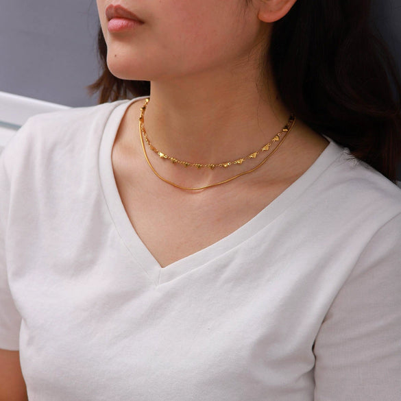 Ladies Stainless Steel And Titanium Steel Geometric Twisted Chain Necklace With Electroplating