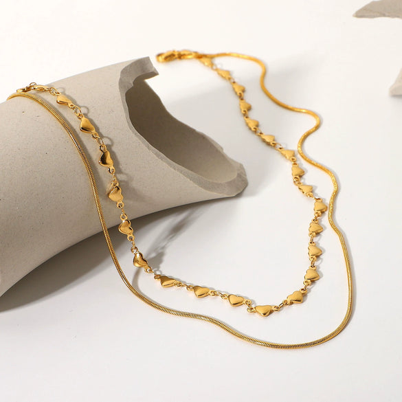 Ladies Stainless Steel And Titanium Steel Geometric Twisted Chain Necklace With Electroplating