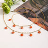 Ladies Stainless Steel And Titanium Steel Pendant Necklace And Bracelet With Crystal Flower Design And Electroplating