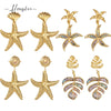 Ladies Stainless Steel Animal Style Irregular Starfish Hammer Earrings With Electroplating