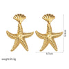 Ladies Stainless Steel Animal Style Irregular Starfish Hammer Earrings With Electroplating