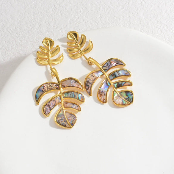 Ladies Stainless Steel Animal Style Irregular Starfish Hammer Earrings With Electroplating