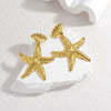 Ladies Stainless Steel Animal Style Irregular Starfish Hammer Earrings With Electroplating