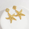 Ladies Stainless Steel Animal Style Irregular Starfish Hammer Earrings With Electroplating