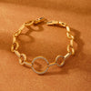 Ladies 316L Stainless Steel Bracelet With Geometric Pattern Electroplating 5A Zircon And Love Circle Stitching Light Luxury Style