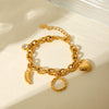 Ladies Stainless Steel Bracelet With Love Zircon Pendant Geometric Heart Electroplated Style