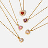 Ladies Stainless Steel Chain With Copper Pendant White Micro Set Zircon Edge Purple Square Zir Electroplated Necklace