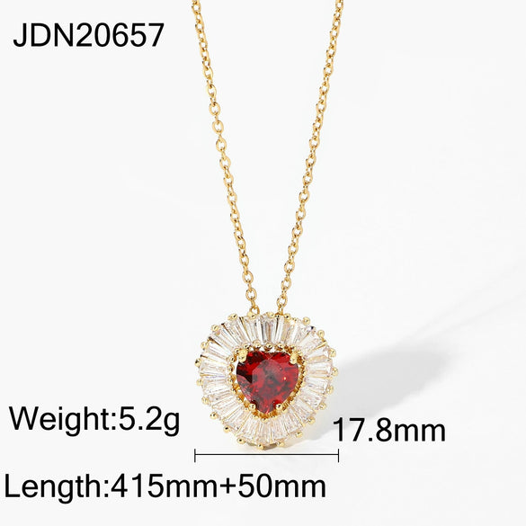 Ladies Stainless Steel Chain With Copper Pendant White Micro Set Zircon Edge Purple Square Zir Electroplated Necklace