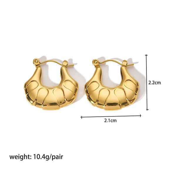 Ladies Stainless Steel Circle Earrings With Geometric Design Pvdp Furnace Real Gold Treatment