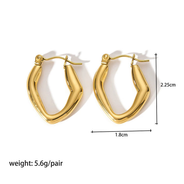 Ladies Stainless Steel Circle Earrings With Geometric Design Pvdp Furnace Real Gold Treatment