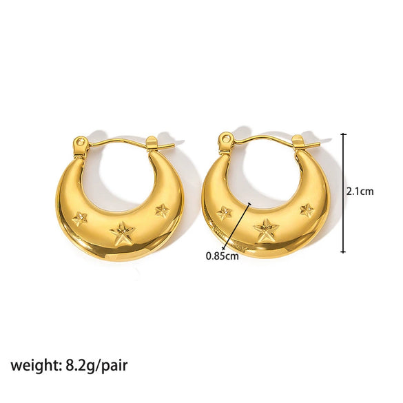 Ladies Stainless Steel Circle Earrings With Geometric Design Pvdp Furnace Real Gold Treatment