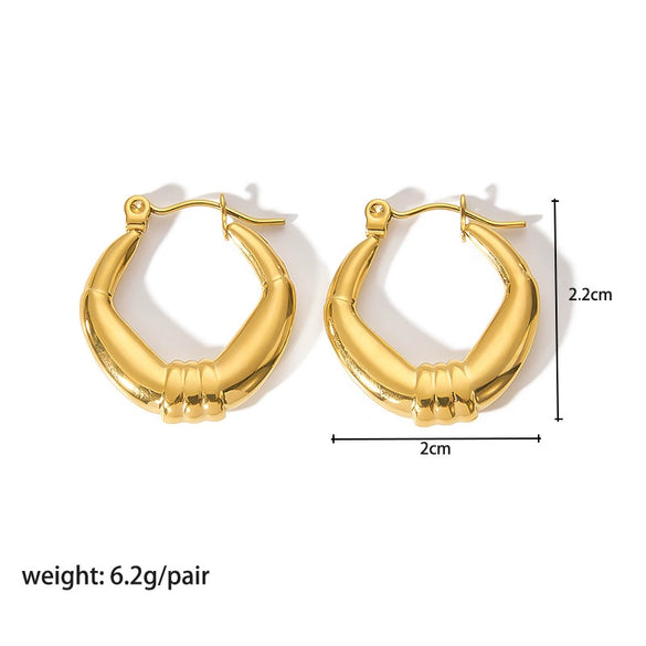 Ladies Stainless Steel Circle Earrings With Geometric Design Pvdp Furnace Real Gold Treatment
