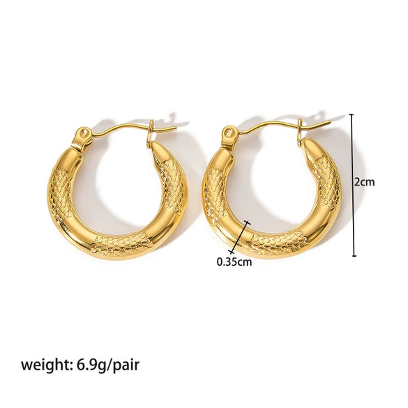 Ladies Stainless Steel Circle Earrings With Geometric Design Pvdp Furnace Real Gold Treatment