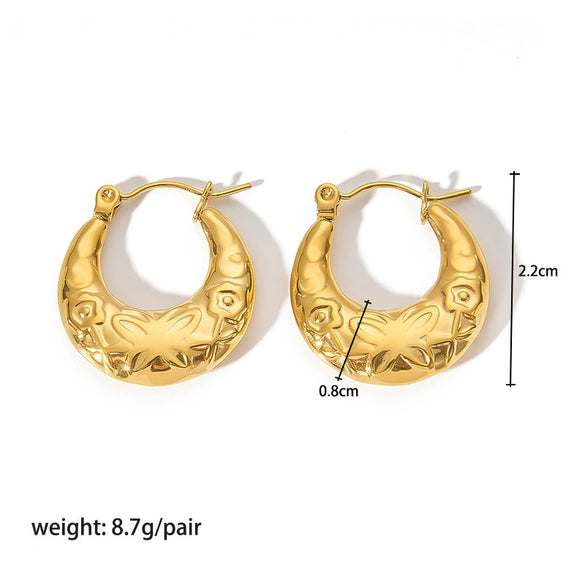 Ladies Stainless Steel Circle Earrings With Geometric Design Pvdp Furnace Real Gold Treatment
