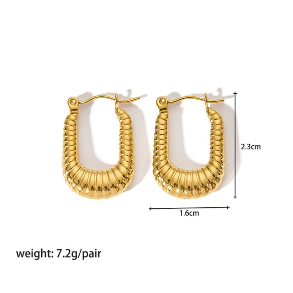 Ladies Stainless Steel Circle Earrings With Geometric Design Pvdp Furnace Real Gold Treatment