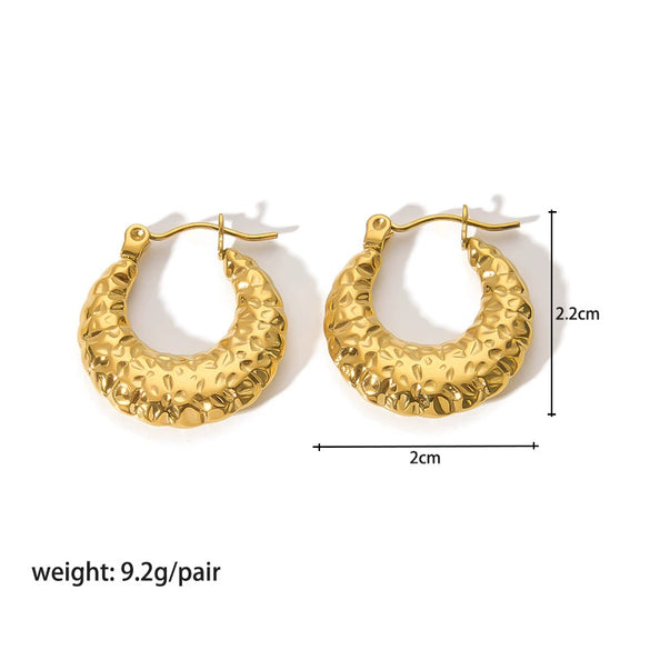Ladies Stainless Steel Circle Earrings With Geometric Design Pvdp Furnace Real Gold Treatment
