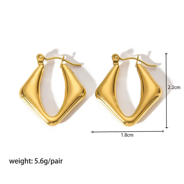 Ladies Stainless Steel Circle Earrings With Geometric Design Pvdp Furnace Real Gold Treatment