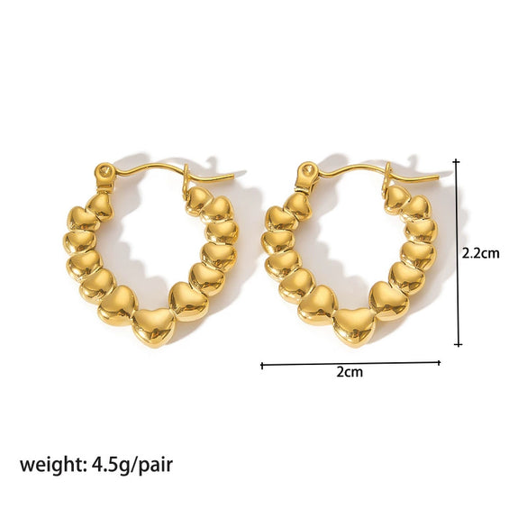 Ladies Stainless Steel Circle Earrings With Geometric Design Pvdp Furnace Real Gold Treatment