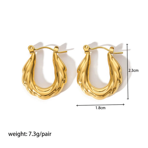Ladies Stainless Steel Circle Earrings With Geometric Design Pvdp Furnace Real Gold Treatment