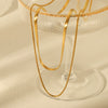 Ladies Stainless Steel Double Layer Snake And Blade Chain Necklace Geometric Style Electroplated